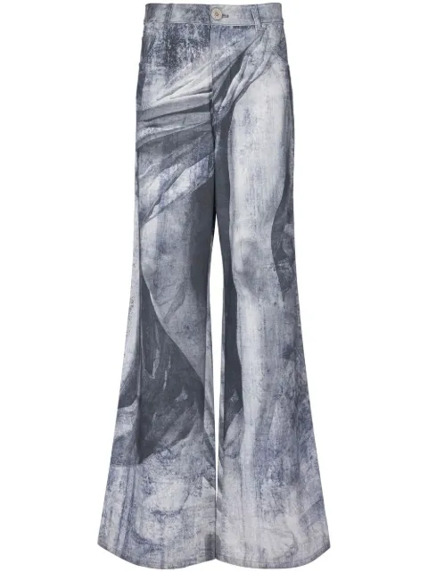 Balmain graphic-print wide-leg jeans Blue AH0ML019DD38