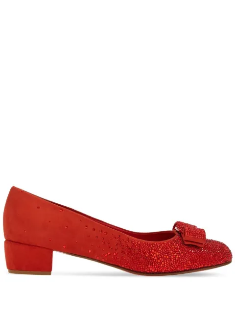 Ferragamo Vara-bow crystals pumps Red 761507
