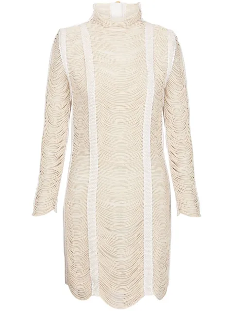Balmain macramé-knit openwork minidress Neutrals AF0R9008KE39