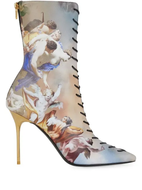 Balmain graphic-print lace-up ankle boots Neutrals AN0TE894LSKC