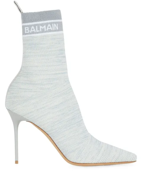 Balmain Skye 95mm knit ankle boots Blue AN0TA641TMEL