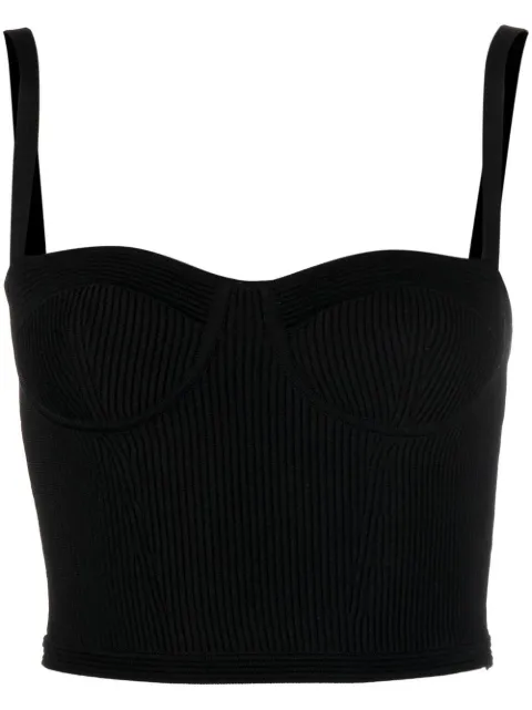 Alexander McQueen bustier-style ribbed crop top Black 734589Q1A5K