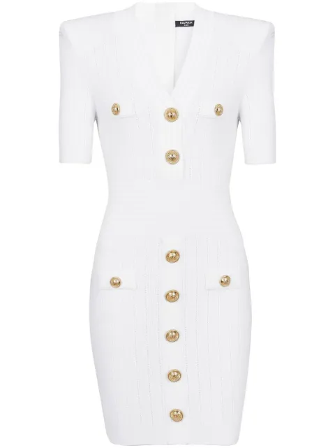 Balmain knitted button-embellished minidress White AF0R6045KB07