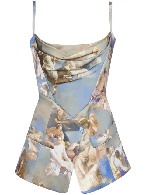 Balmain Sky-print tailored corset top Blue AF0AD140VD14