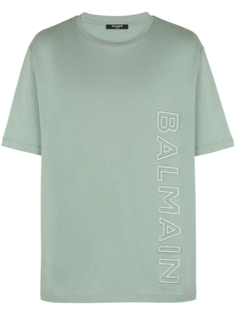 Balmain logo-embossed cotton T-shirt Green AH0EG010BC22