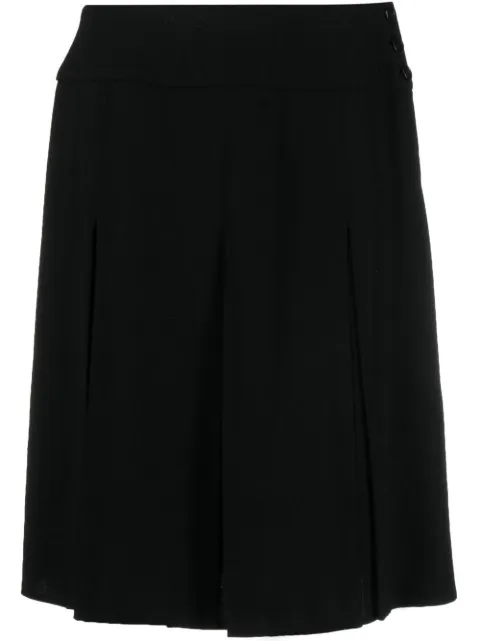 CHANEL Pre-Owned 1990s box pleat above-the-knee wool skirt Black CHA750TT
