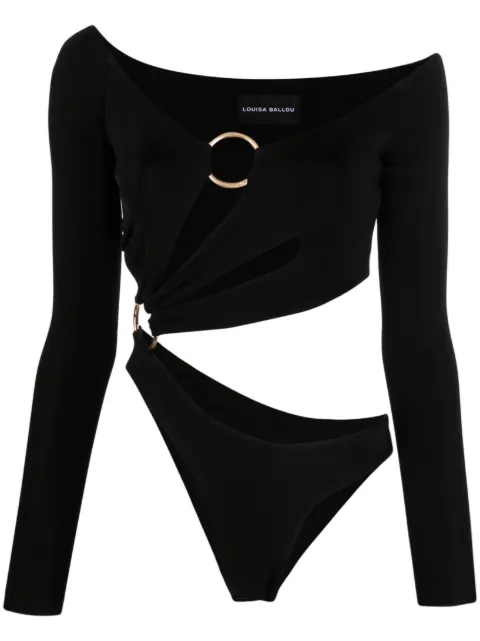 Louisa Ballou cut-out asymmetric jersey top Black 1110070999