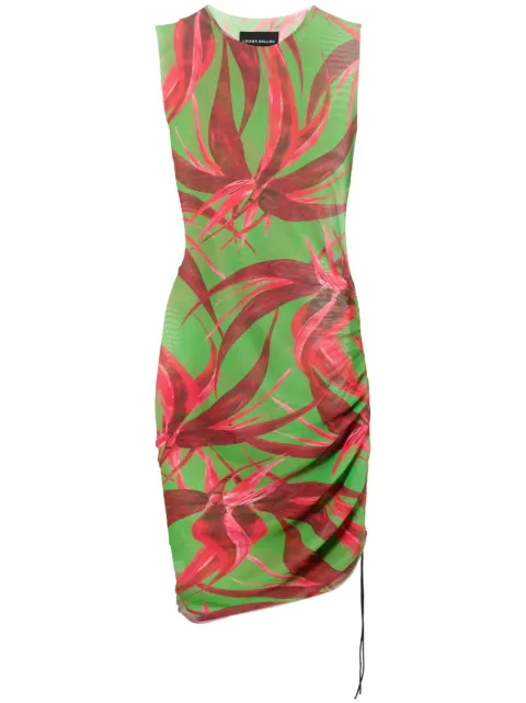 Louisa Ballou botanical-print asymmetric dress Green 1141204010
