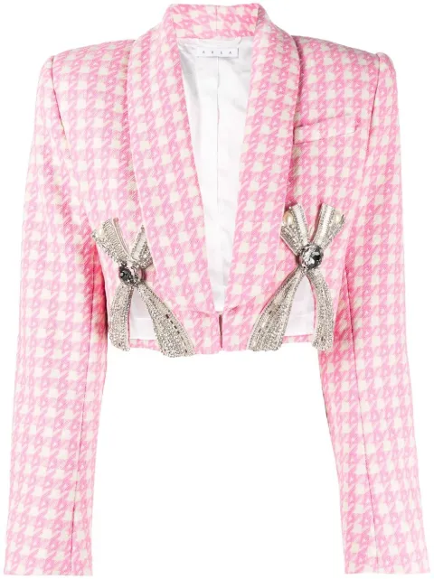 AREA Deco bow slit cropped blazer White 2301J25A172