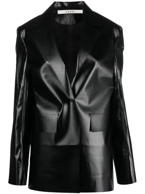 KASSL Editions high-shine single-breasted blazer Black C211050001W