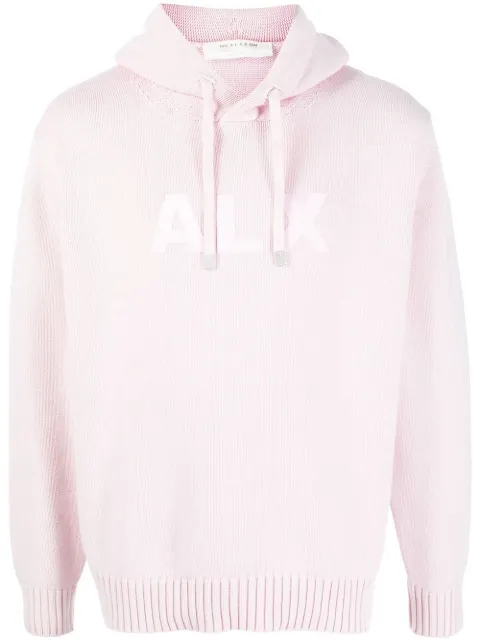 1017 ALYX 9SM logo-print knitted hoodie Pink AAMKN0127YA05