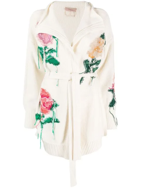 TWINSET floral intarsia-knit cardigan White 231TP3460