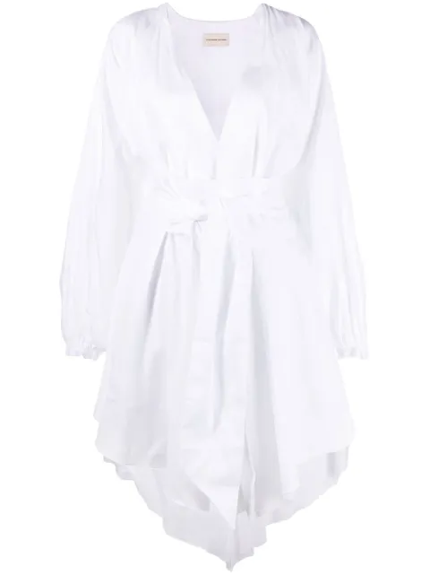 Alexandre Vauthier ruched-detail long-sleeve midi dress White 231DR1852