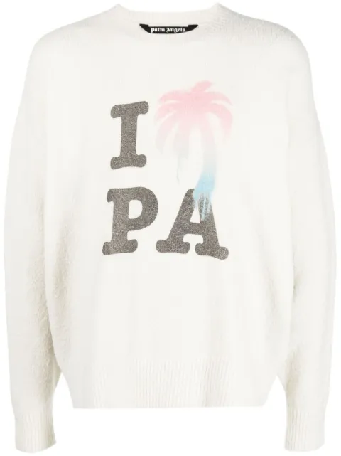 Palm Angels I Love PA knitted jumper White PMHE007S23KNI0080384