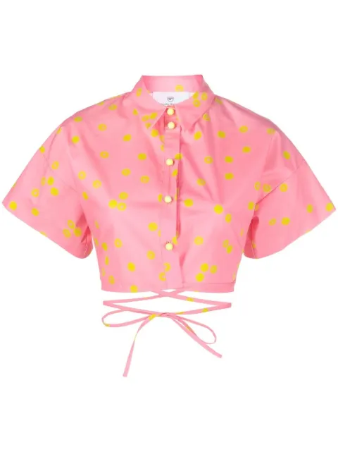 Chiara Ferragni cropped tennis-ball print shirt Pink 74CBL203NS242