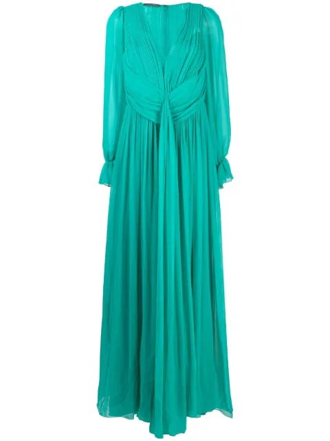 Alberta Ferretti silk ruched-detail maxi dress Green AEF231U04551614