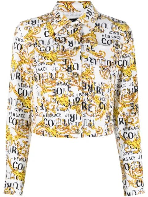 Versace Jeans Couture logo-print cropped jacket White 74HAS453ES042L54