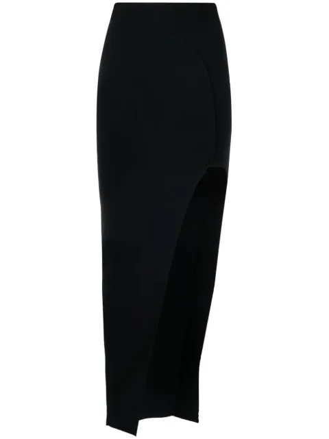 Rick Owens thigh-high slit skirt Black RP01C5669KST