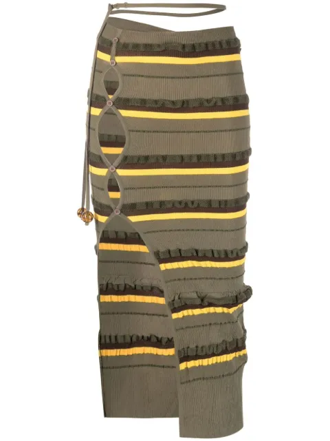 Jacquemus ribbed-knit striped midi skirt Green 231KN1292282