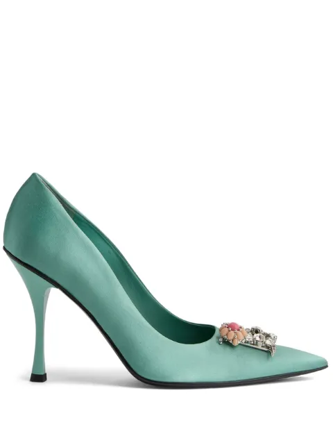 DSQUARED2 D2 Crystal satin pumps Green PPW010000100001