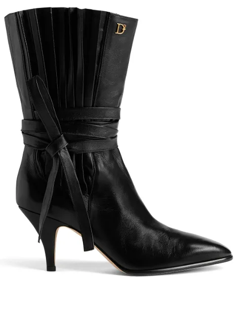 DSQUARED2 logo-plaque self-tie leather boots Black ABW018518900001
