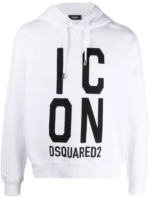 DSQUARED2 Icon-print cotton hoodie White S79GU0108S25516