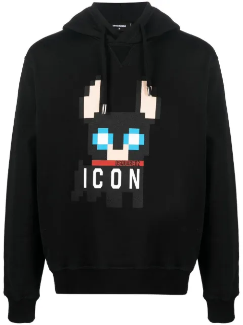 DSQUARED2 Icon-print cotton hoodie Black S79GU0105S25516