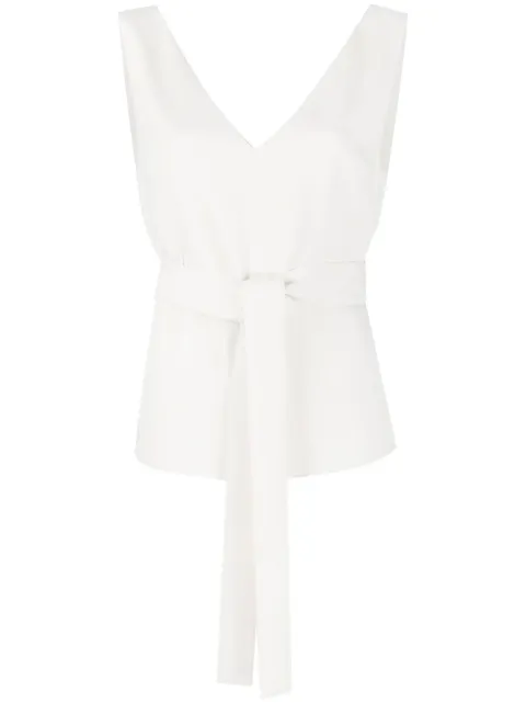 P.A.R.O.S.H. sleeveless belted top White D312422PANTY23