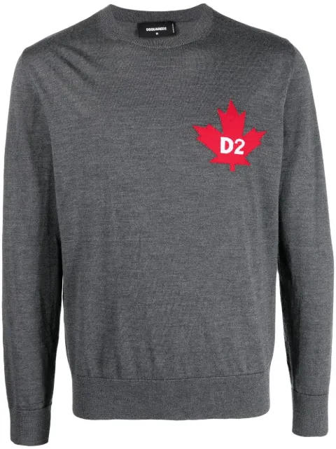 DSQUARED2 maple leaf-motif sweater Grey S74HA1371S18332