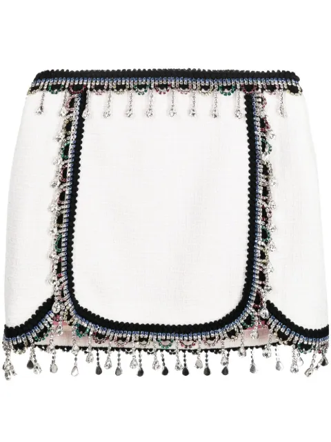 DSQUARED2 crystal-embellished mini skirt White S75MA0905S54876