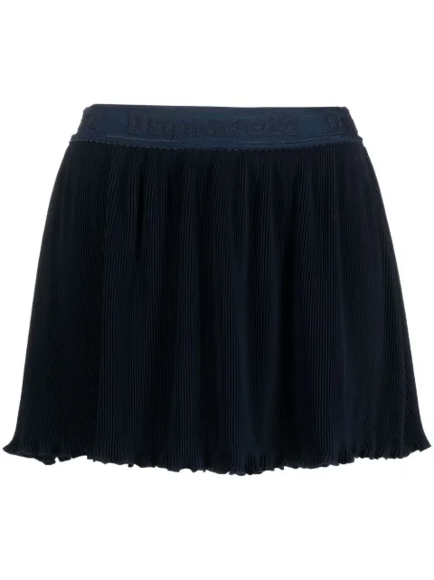 DSQUARED2 plissé logo-waistband skirt Blue S75MA0895S78156