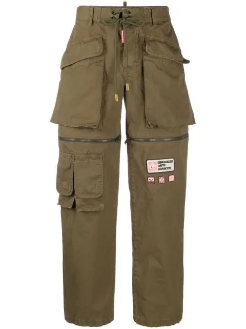 DSQUARED2 patch-detail tapered cargo trousers Green S75KB0351S78205