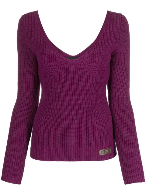 DSQUARED2 logo-patch ribbed jumper Purple S75HA1233S18305
