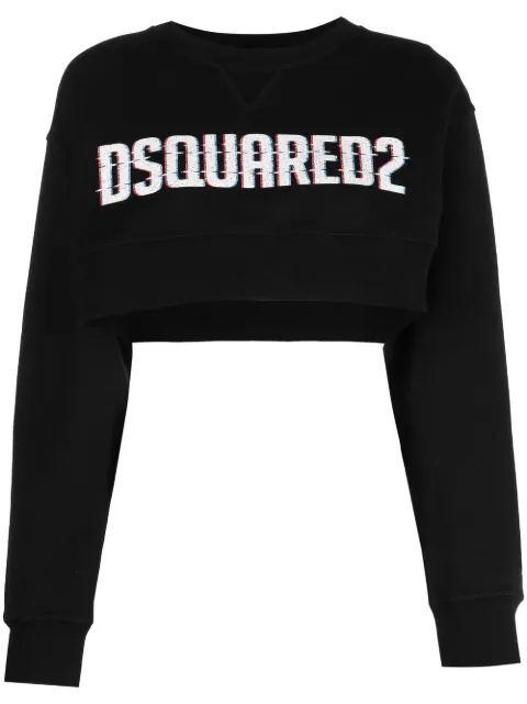 DSQUARED2 logo-print cropped sweatshirt Black S75GU0488S25516