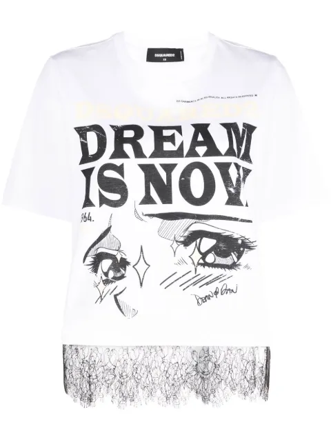 DSQUARED2 slogan graphic-print T-shirt White S75GD0364S23009