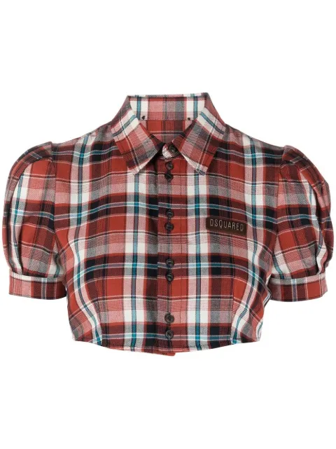 DSQUARED2 checked puff-sleeve shirt Red S75DL0857S78098