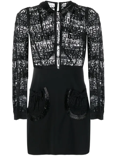 DSQUARED2 logo-lace long-sleeve minidress Black S75CV0676S60581