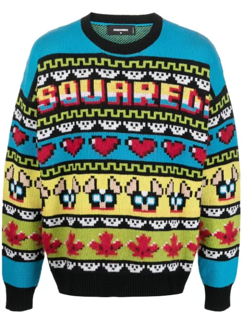 DSQUARED2 jacquard crew neck jumper Blue S74HA1348S18316