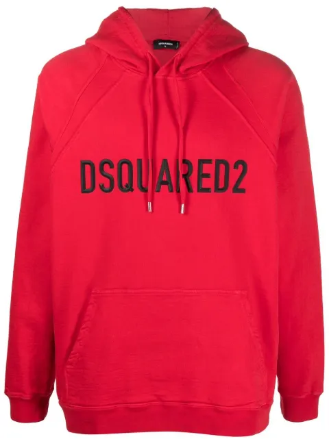 DSQUARED2 raised-logo drawstring hoodie Red S74GU0719S54438