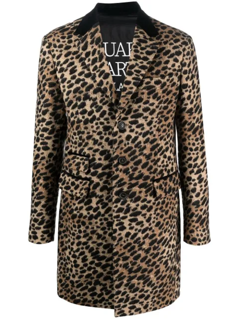 DSQUARED2 leopard-print single-breasted coat Neutrals S74AA0278S78225