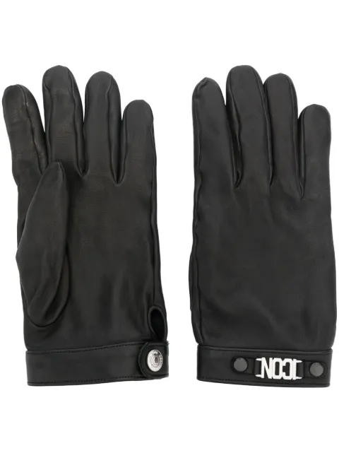 DSQUARED2 logo-plaque leather gloves Black GLM002918906809