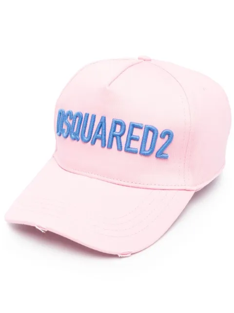 DSQUARED2 logo-embroidered distressed baseball cap Pink BCM066005C00001