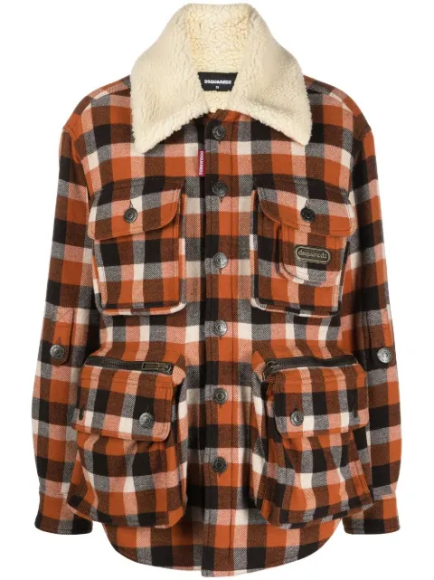 DSQUARED2 check-pattern jacket Orange S75AM0994S78087