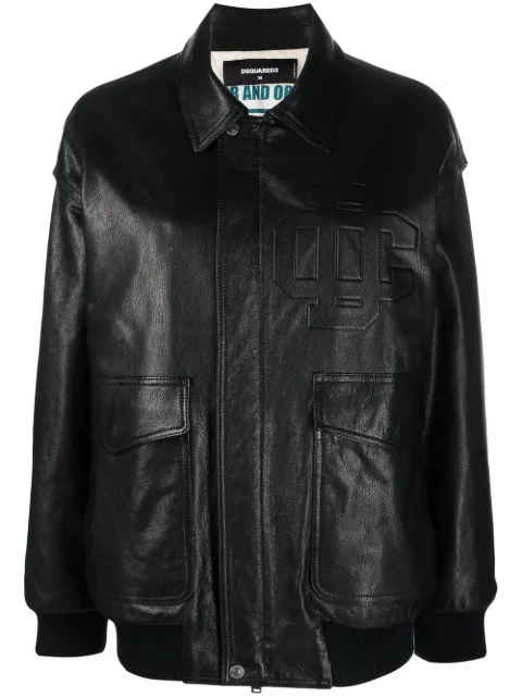 DSQUARED2 zipped goatskin bomber jacket Black S75AM0984SY1635