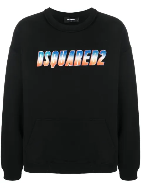 DSQUARED2 glittery logo crew neck sweatshirt Black S74GU0743S25516