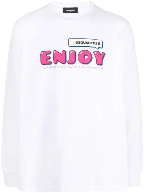 DSQUARED2 Enjoy-print long-sleeve T-shirt White S74GD1149S23851