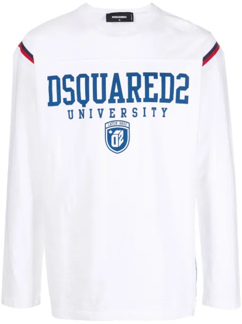 DSQUARED2 University-print long-sleeve T-shirt White S74GD1148S20694
