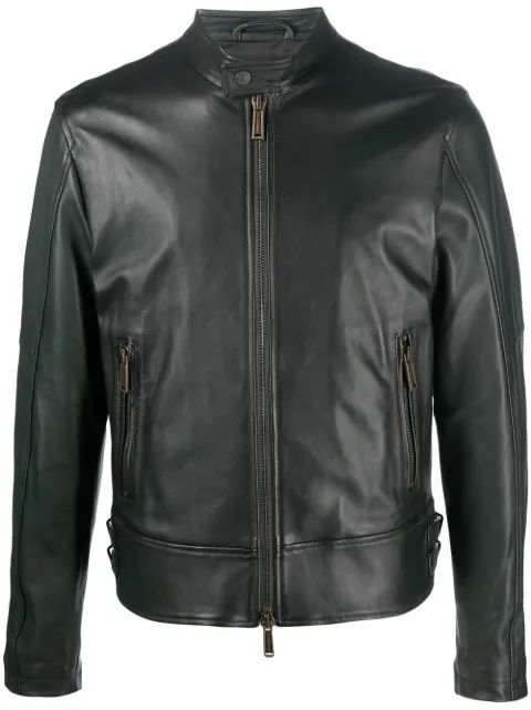 DSQUARED2 leather biker jacket Green S74AM1328SY1491