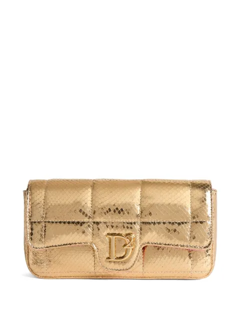 DSQUARED2 logo-plaque metallic leather clutch Gold CLW002917705321