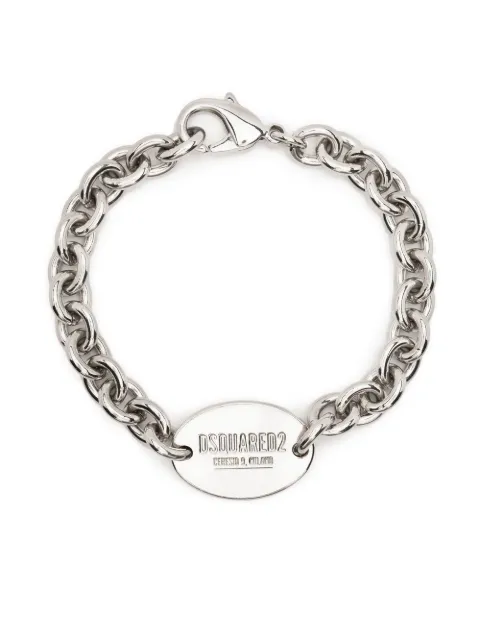 DSQUARED2 logo-engraved chain-link ID bracelet Silver ARM017337200001